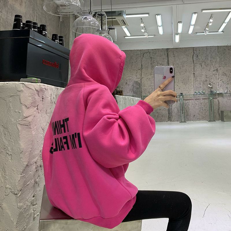 S - XXXXXL(6XL) Hoodie THINK I'M FAILING Korean style Jumbo Bigsize Jaket Sweatshirts ulzzang Tumblr Oversize Harajuku Unisex Pink Fanta Abu Misty Fuschia