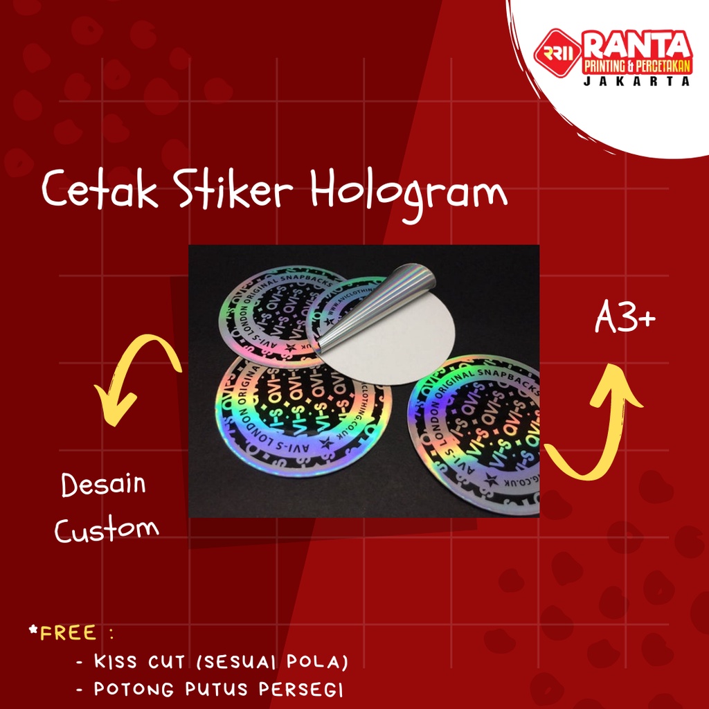 

Cetak Stiker Label Hologram Stiker Kemasan Produk Branding Custom Murah A3+