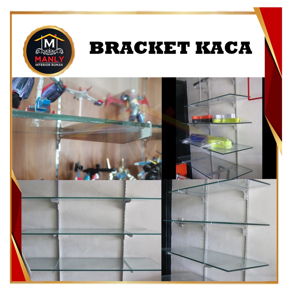 Daun Bracket Kaca / Braket Kaca / Siku Braket Besi Penyangga Rak