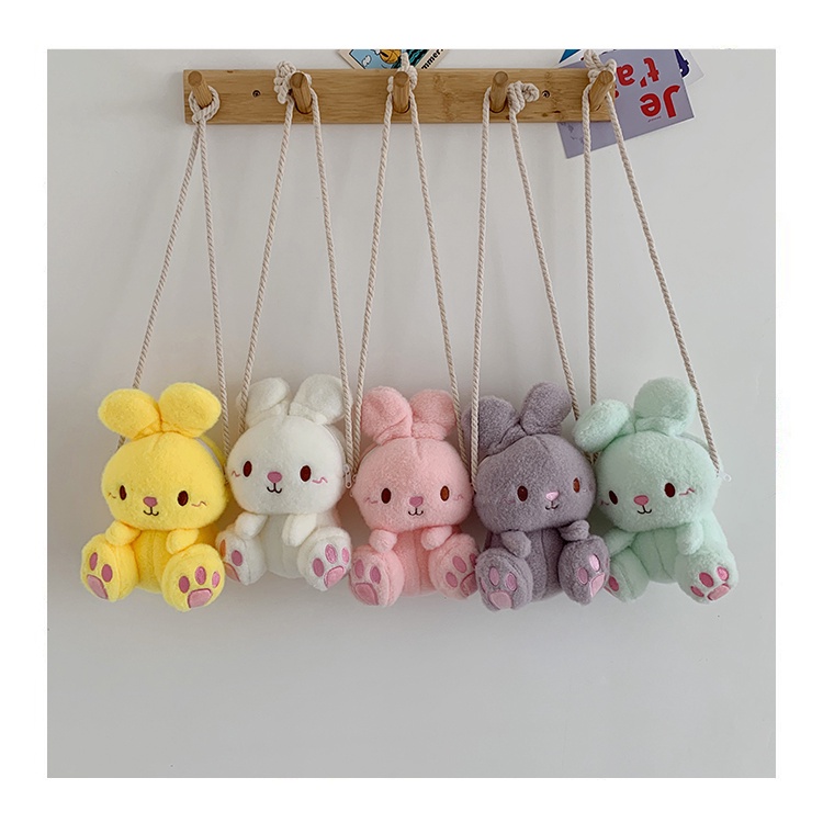 Tas Selempang bulu baby bunny lucu imut gemoy Wanita Baru Boneka Kasual Tas Kepribadian Kartun kelinci bunny 2305