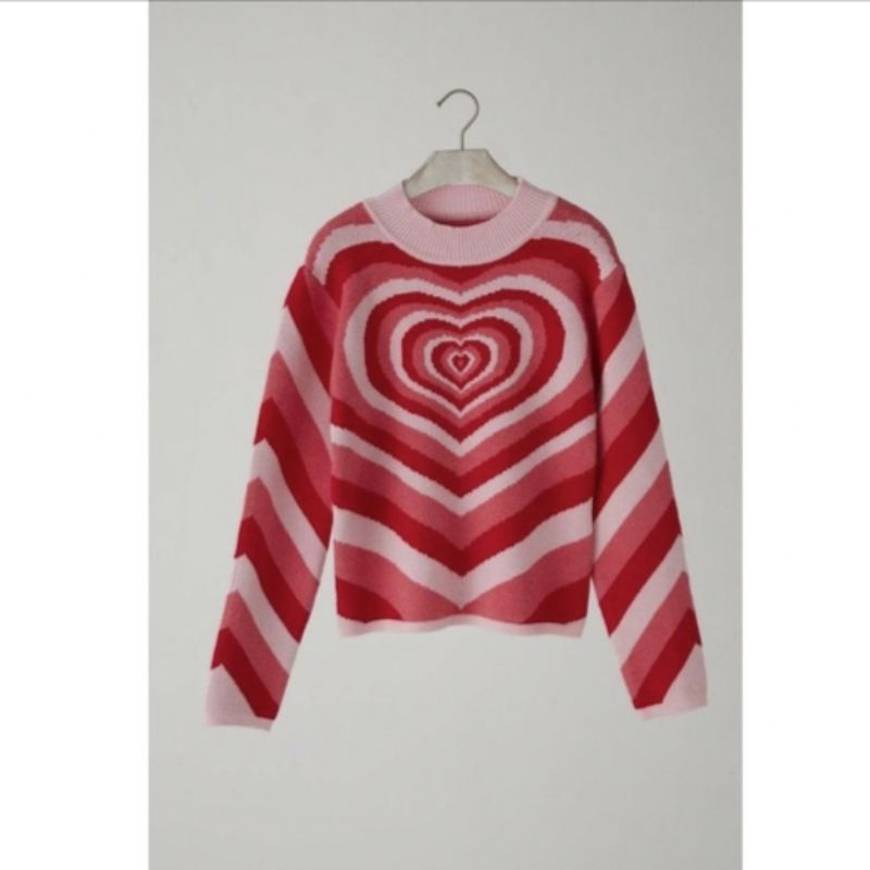 Sweater Rajut Heart Love Aesthetic Oversized