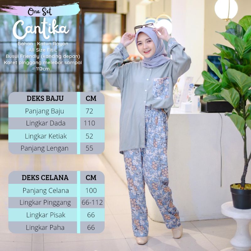 New-One Set/Piyama - One Set Kekinian-Setelan Wanita Motif-Cantika One Set- One Set Katun Rayon