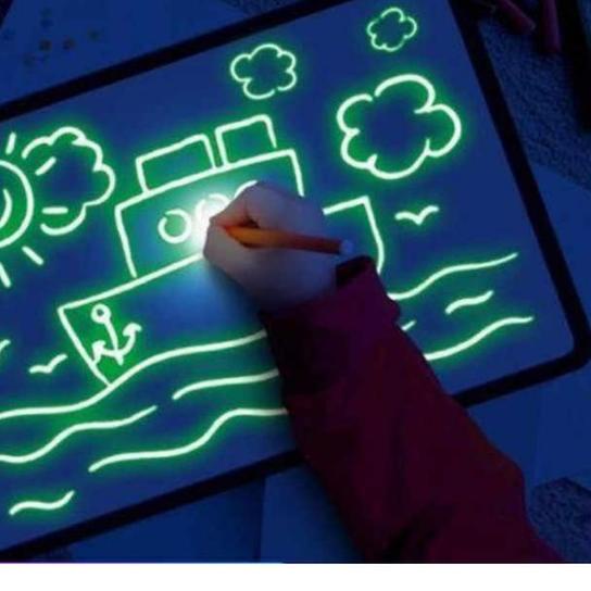 

➴ Magic Drawing Board Mainan Papan Tulis Ajaib Edukasi Anak Glowing Board LED Light Draw The Light ♘