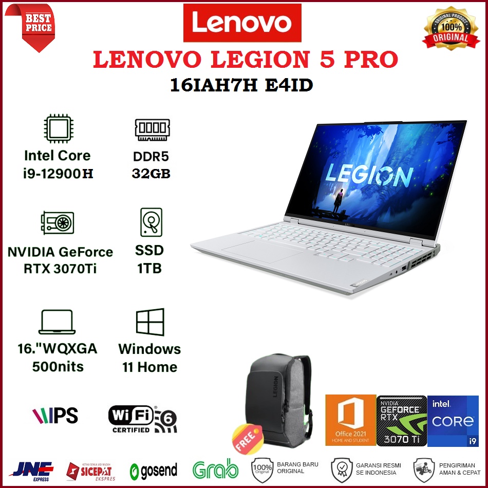 Lenovo Legion 5 Pro 16IAH7H E4ID I9-12900H 32GB 1TB SSD RTX 3070Ti 8GB