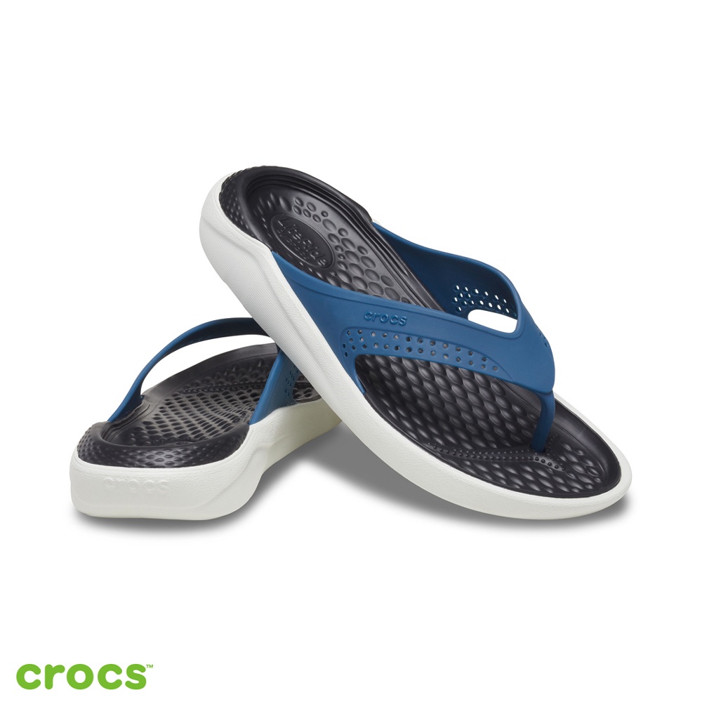 Crocs Literide Flip / Unisex Sandal / Sandal Pria dan Wanita / Sendal Anti Air - Black Blue 205182-4SB