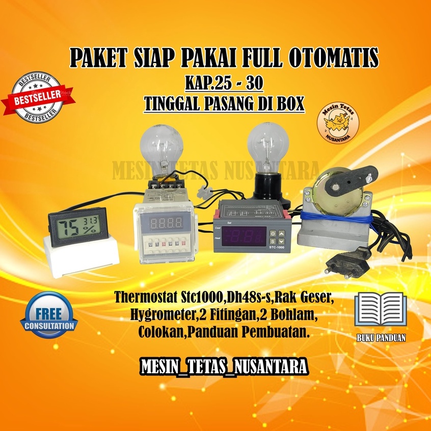 Paket Komponen Mesin Tetas Rak Geser Mesin Tetas Telur Full Otomatis Kapasitas 25 - 60 Butir Telur