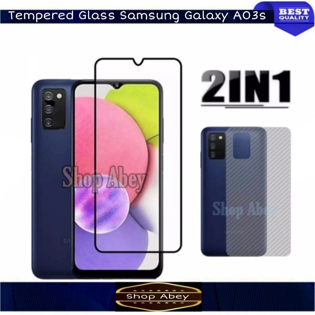 TEMPERED GLASS LAYAR FULL SAMSUNG GALAXY A03S 2021 ANTI GORES LAYAR FULL FREE ANTI GORES BELAKANG HP