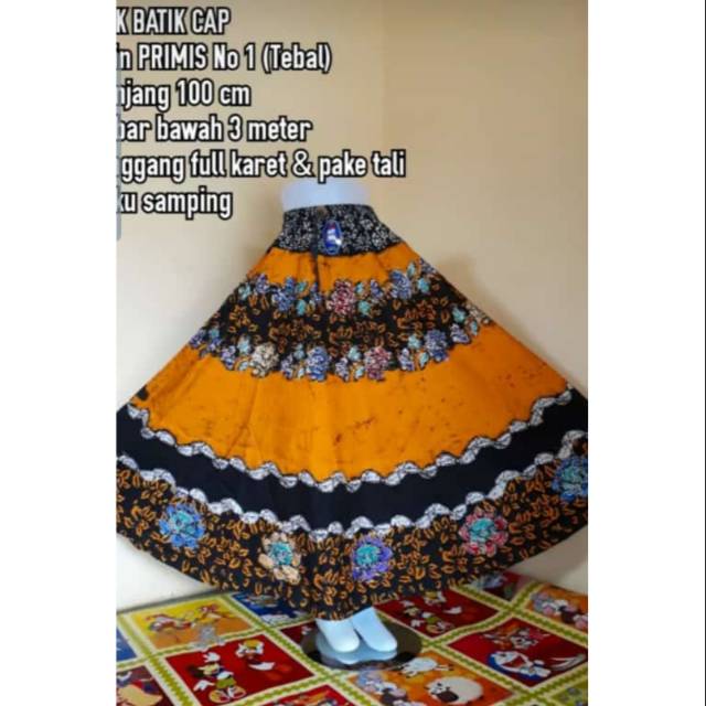 Jual rok batik semi tulis cap cantik panjang muslim hijab lilit payung lebar  skirt kantor bunga
