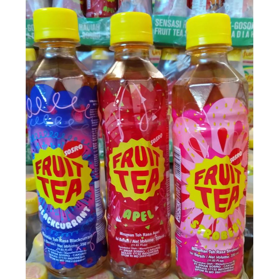 

FRUIT TEA 350ML KEMASAN BOTOL PLASTIK TEH SOSRO RASA BUAH MURAH ECER