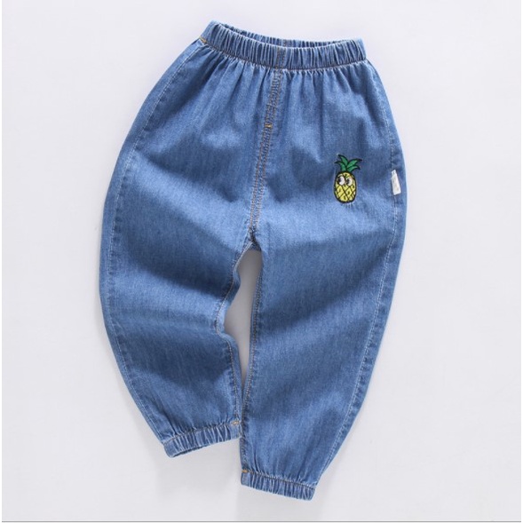 CL1-Celana Jeans Pinggang Karet Anak Laki-laki dan Perempuan Motif Bergambar Import