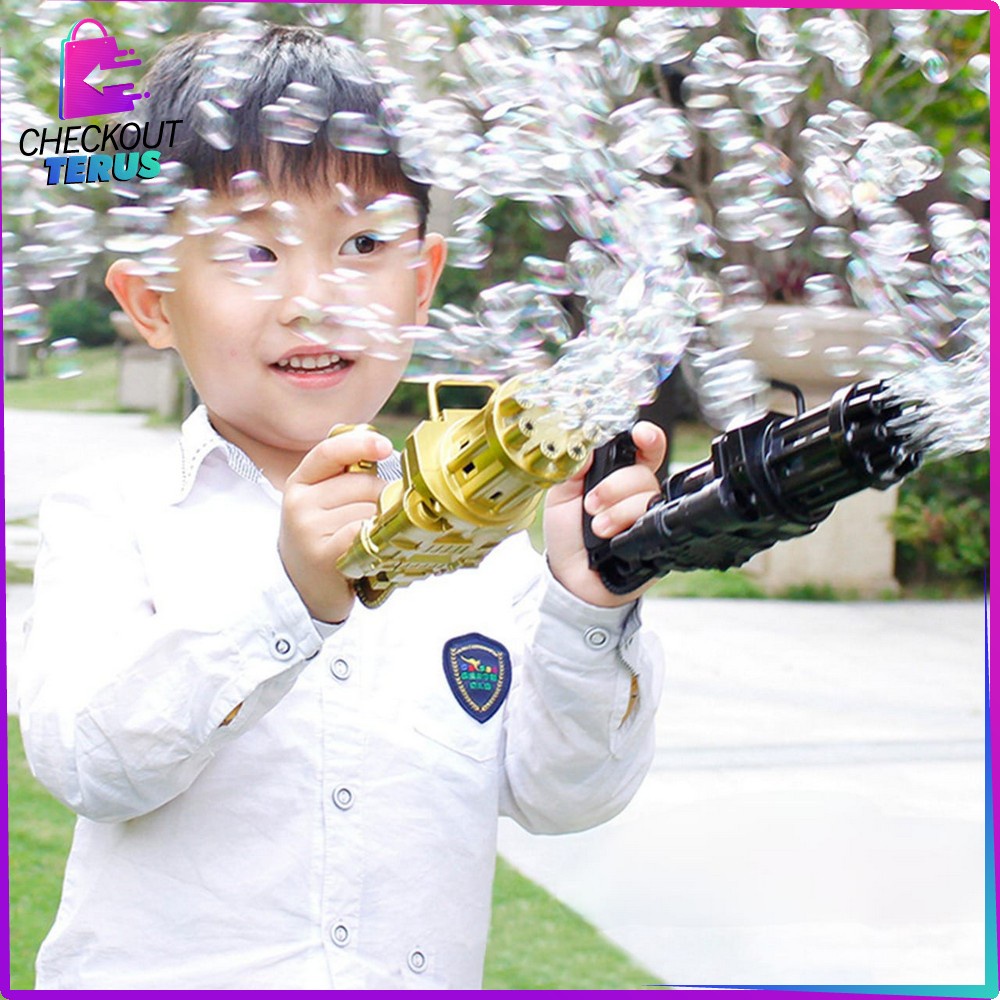 CT M197 Mainan Bubble Gun Bentuk Pistol Gelembung Sabun Busa Otomatis Anak Buble Gun Elektrik Machine