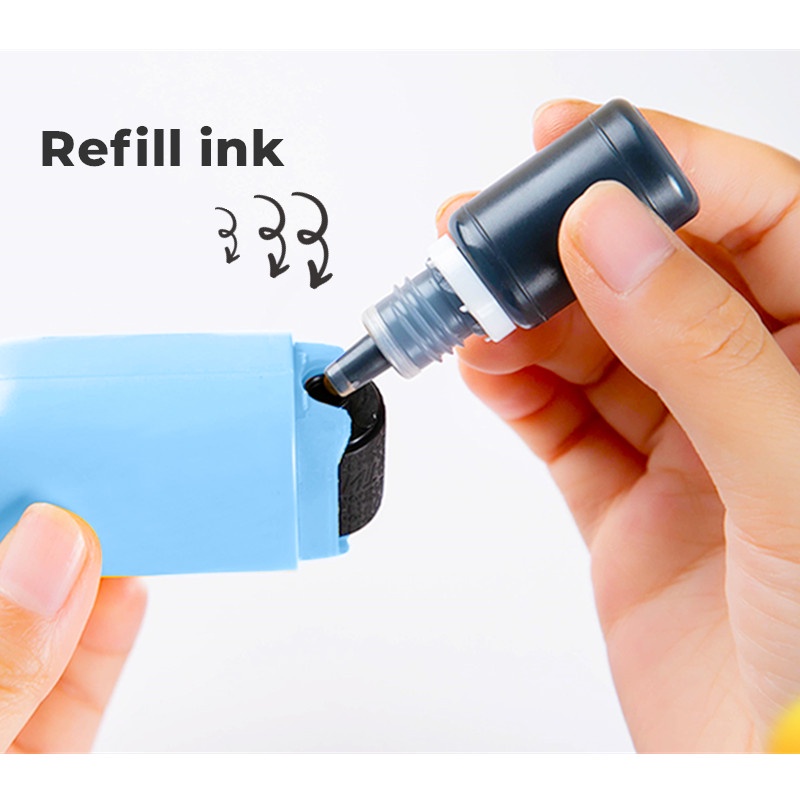 Stamp Roller Lanyard Bear Penghapus Alamat Paket Tutup Address Security Stamp Roller Privacy Cover Eliminator Seal Cute Portable Self-Inking Identity Theft Protection LADALA