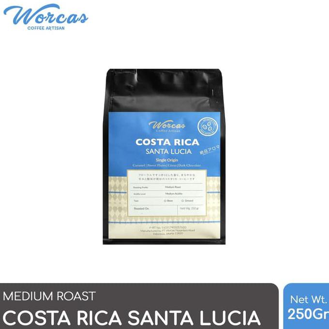 

WORCAS Arabica Costa Rica Santa Lucia 250 Gram - Medium Roast - KOPI BIJI