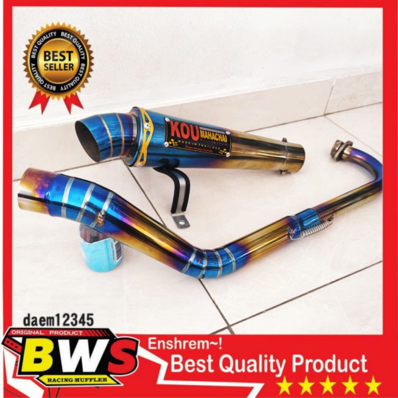 Knalpot Kou mahacai Supra x 125 Revo Vega Blue gold