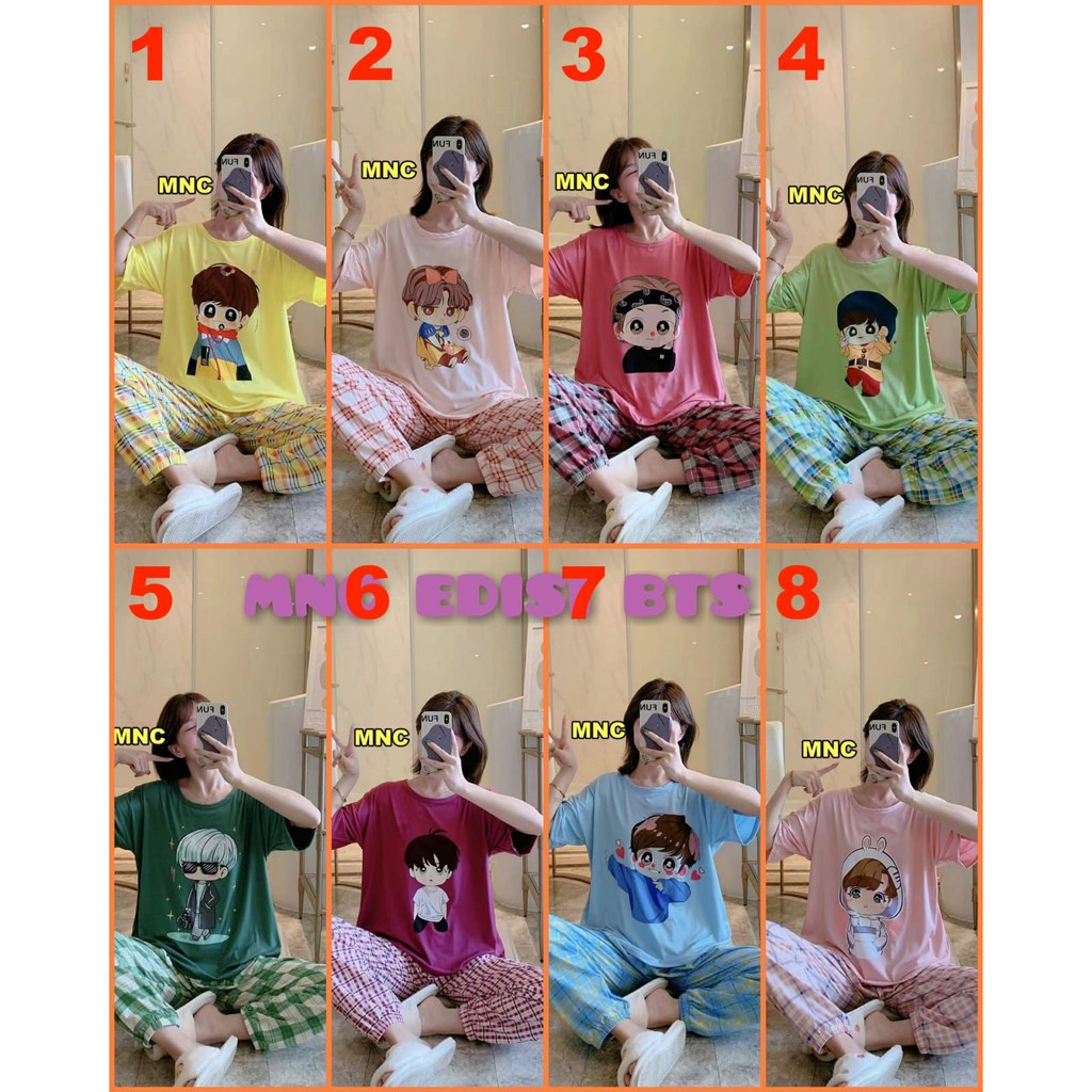 2021 SEPT NEW Baju Tidur Wanita CP Import / Piyama Edisi BTS Premium / Piyama V / Piyama Jungkook / 