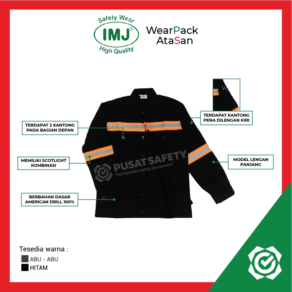 Baju Safety Wearpack Atasan Lengan Panjang Kombinasi Scotlight IMJ M-4XL