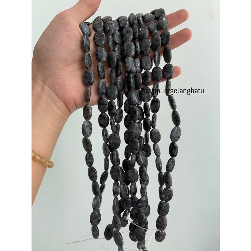 Batu labrador abu kilap 18 x 12mm aksesoris gelang kalung labradorite