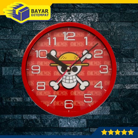 Jam Dinding ONE PIECE Merah Tempel Wall Clock Karakter Murah 2022 Dingding Souvenir Hiasan Tembok