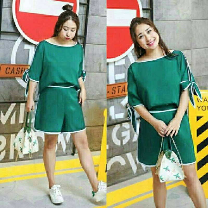 jumpsuit wanita warna tosca/ jumpsuit pendek / jumpsuot fashion korea (K0941)