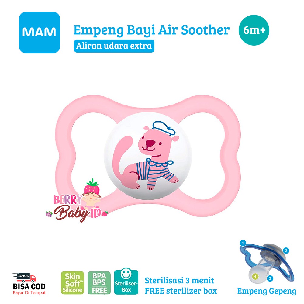 MAM Baby Empeng Bayi 6m+ Silikon Baby Air Soother Orthodontic Pacifier Berry Mart