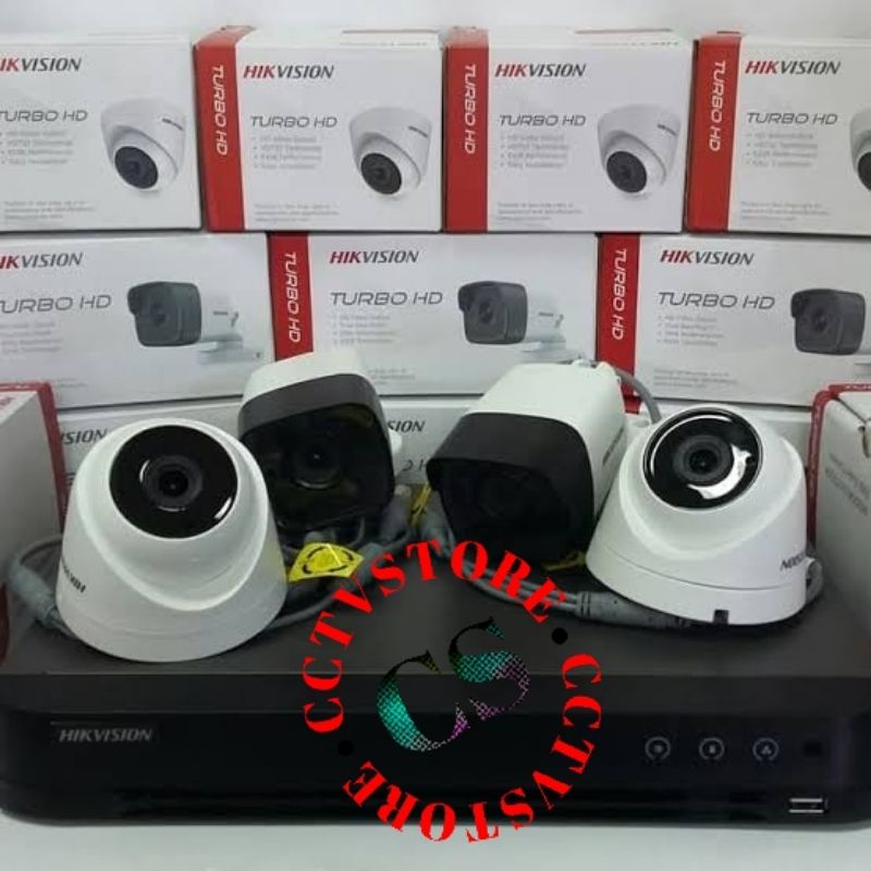 PAKET CCTV 8CH 4 KAMERA 5MP AUDIO HIKVISION PAKET 5MP 4 CHANNEL HIKVISION