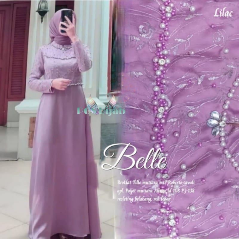 Helen Maxy Sonia Dress Jumbo Mutiara Brukat Gamis Kondangan Simple Mewah Lilac Wardah Xxxl Ld 130CM Muslim Bridesmaid
