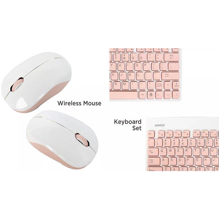 MINISO Keyboard Mouse Combo Set Multimedia Wireless Keyboard Bundle