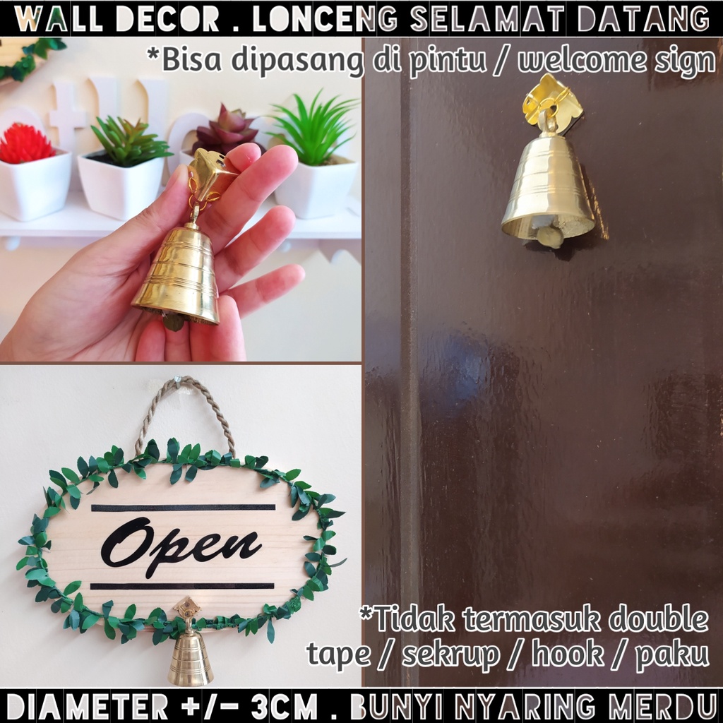 WALL DECOR AESTHETIC LONCENG PINTU RUMAH TOKO RESTORAN SHOP UNIK VINTAGE MURAH CANTIK ANTIK BEL ANGIN BELL KECIL 3CM 3 CM FUNGLING FUNG LING DECO PAJANGAN DEKORASI HIASAN DINDING SELAMAT DATANG WELCOME TANPA KABEL WIRELESS WATERPROOF WALLDECOR ESTETIS