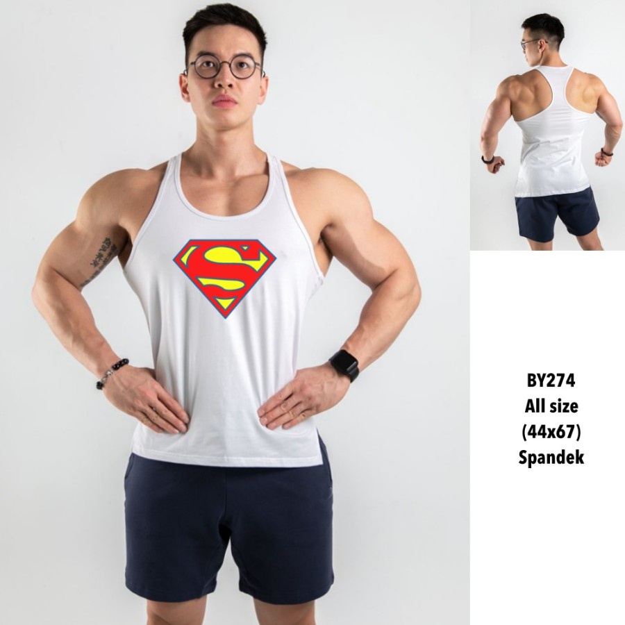 { BISA COD } Singlet Olahraga Kaos dalam gym pria SUPERMAN