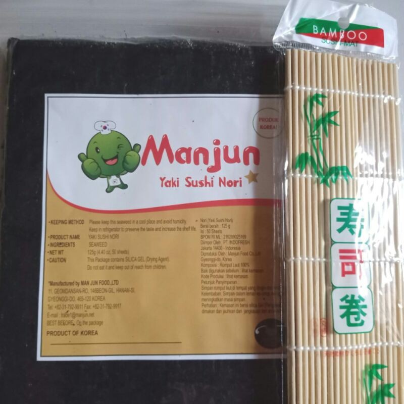 

Paket Hemat Manjun Yakisushi Nori isi 50 lembar + sushi mat