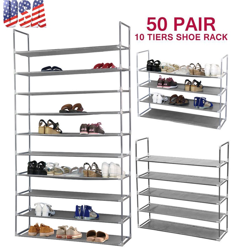 Rack Shoe 50 Pair 10 Tier Space Storage Holder Storage Cabinet Shopee Indonesia