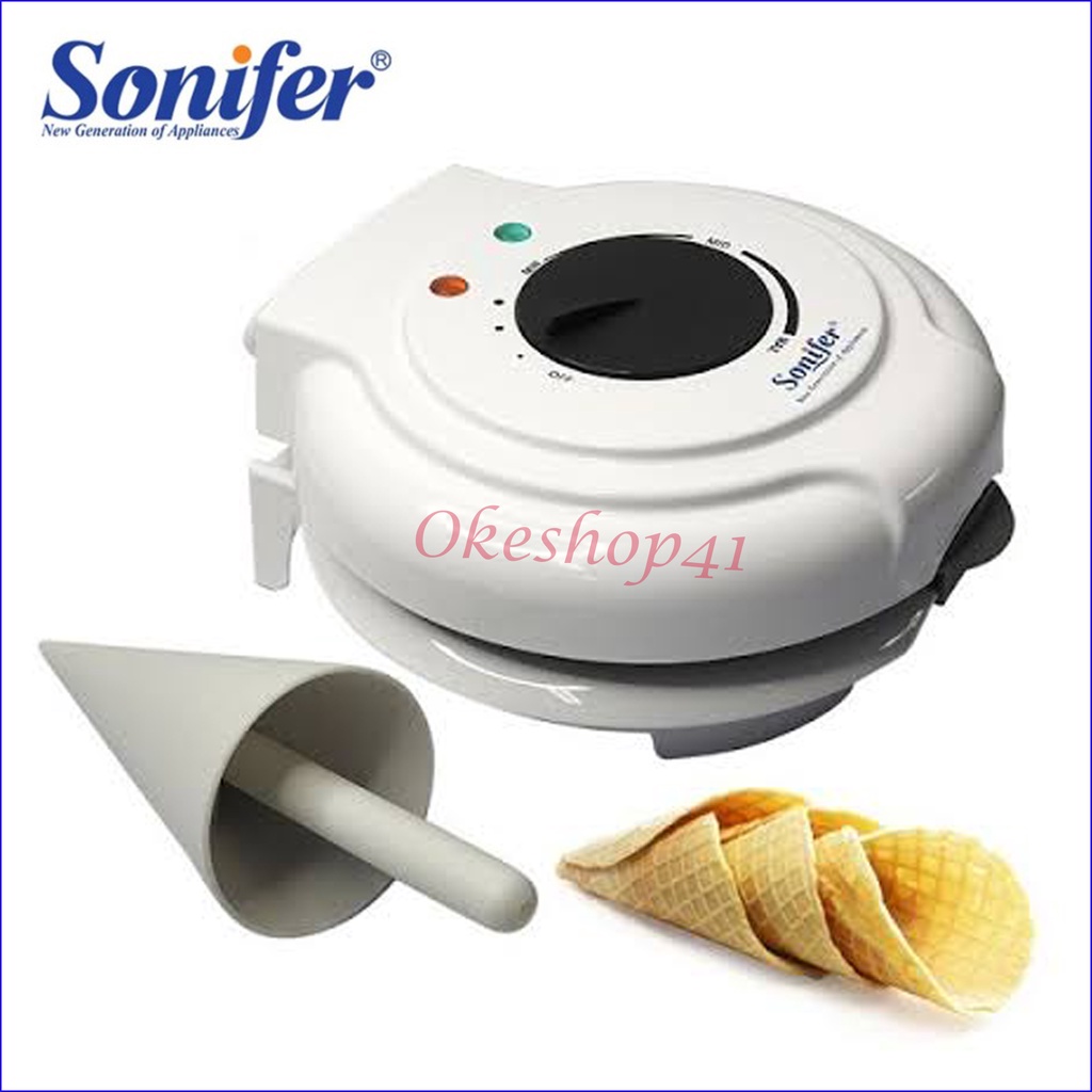 Sonifer SF-6034 Dutch Waffle Maker Ice Cone Mesin Pembuat Cetakan Crispy Es Krim