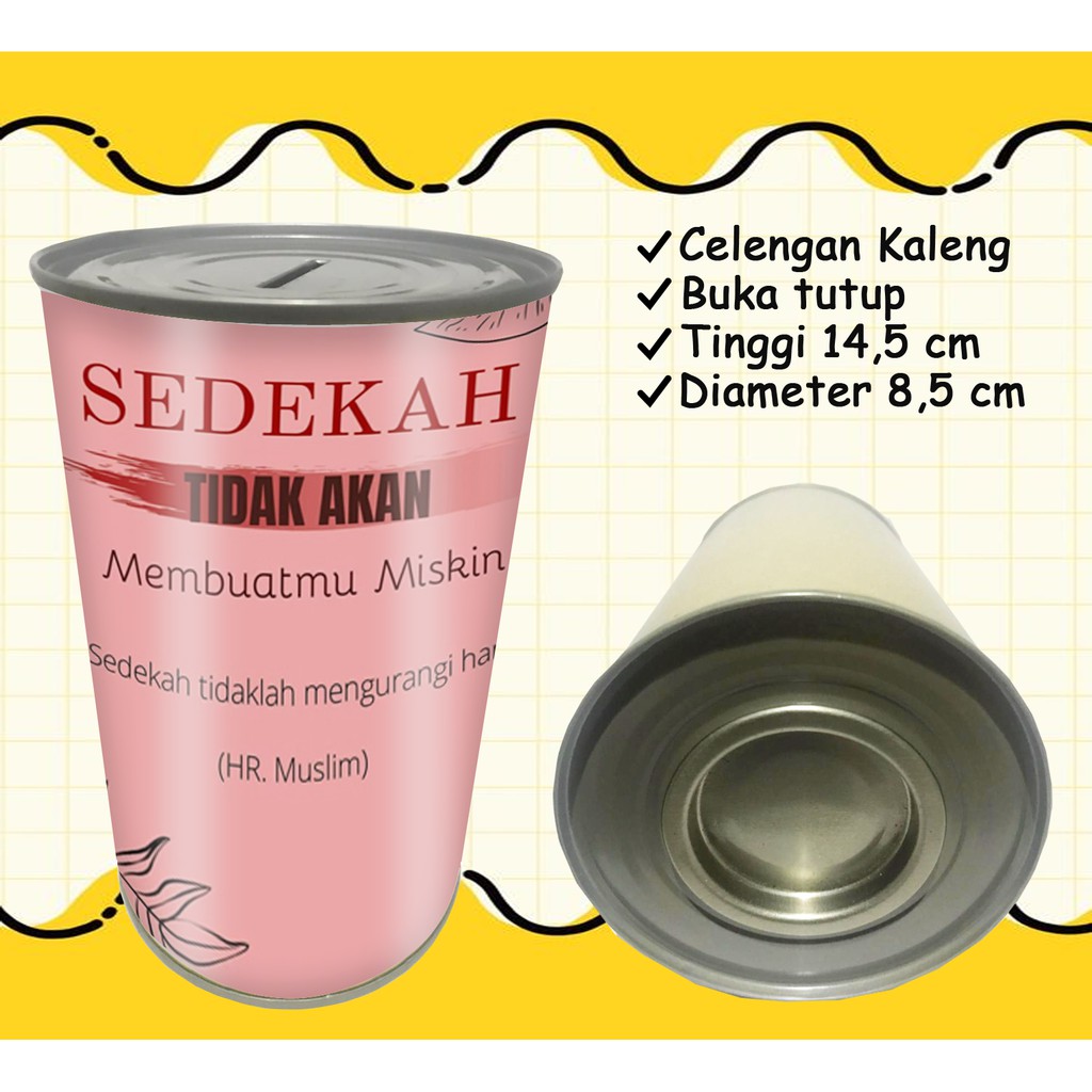 Celengan Sedekah Subuh / Celengan Kaleng Buka Tutup / Celangan Kaleng Custom Murah