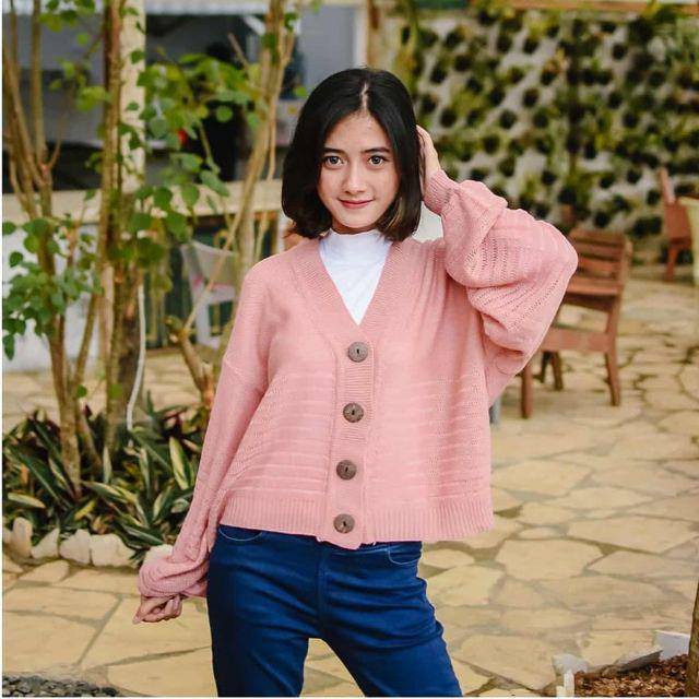 TokoMilkan - Kardigan Wanita MARINKA BALLONY OUTHER Cardigan Rajut | Cardy Outer Cewek