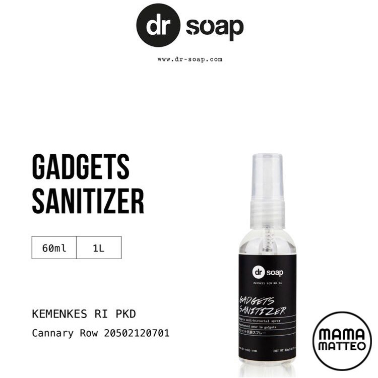 DR SOAP GADGET Sanitizer 60ml / Cannary Row / Cloud Klair / dr soap Antibakterial Pembersih Hp / iPad / Laptop