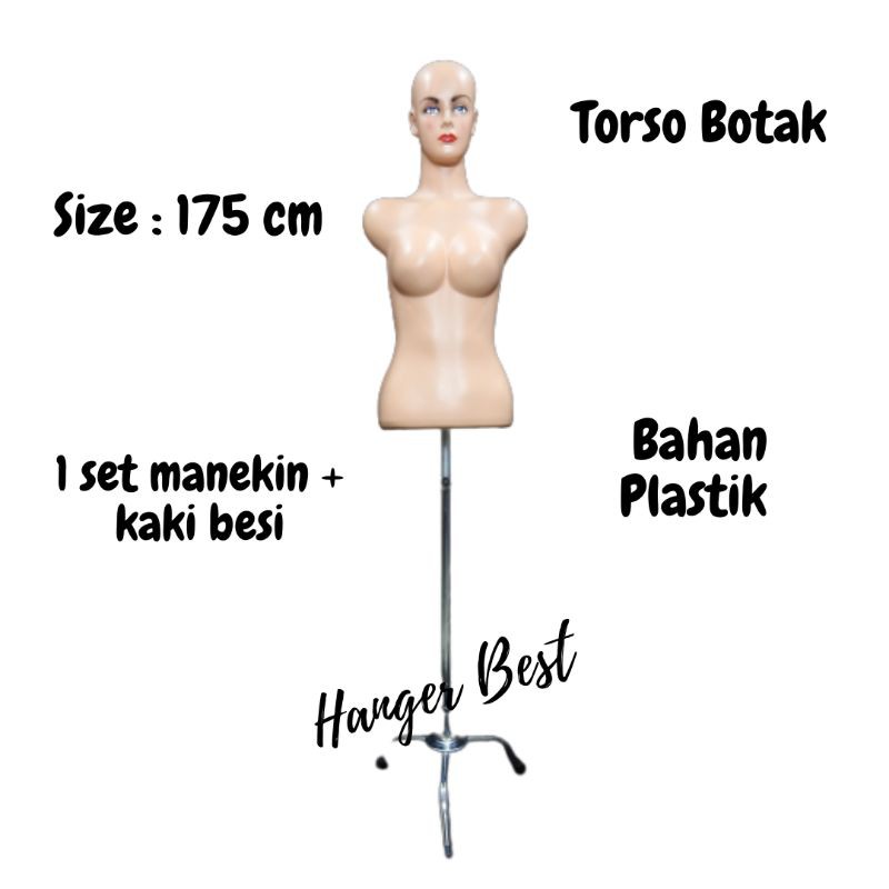 Manekin Bodi Cewek Torso Botak | Patung Display Kaos Cewek