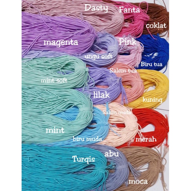 Tali elastis paket hemat polos dapat 10-13 warna