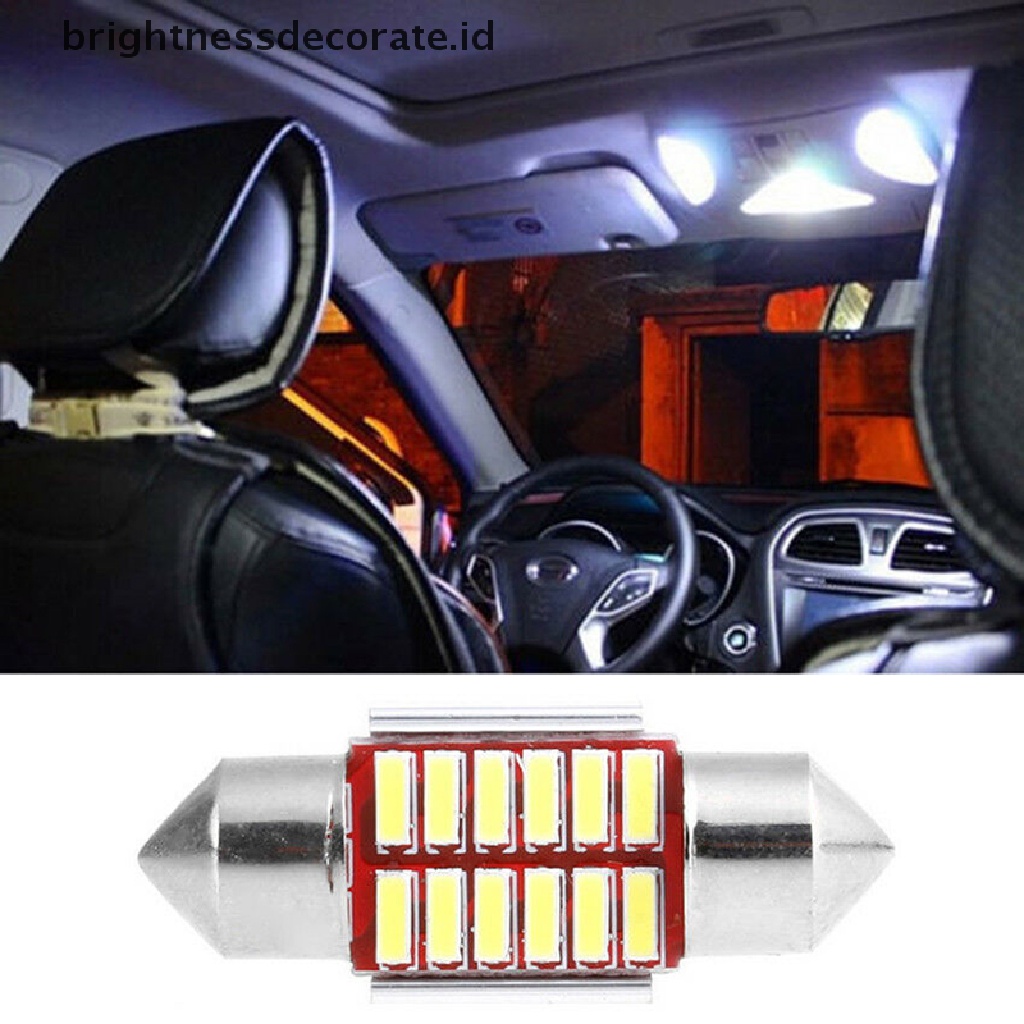 2pcs Lampu LED Canbus 12SMD 4014 C5W Ukuran 31mm Untuk Interior Mobil