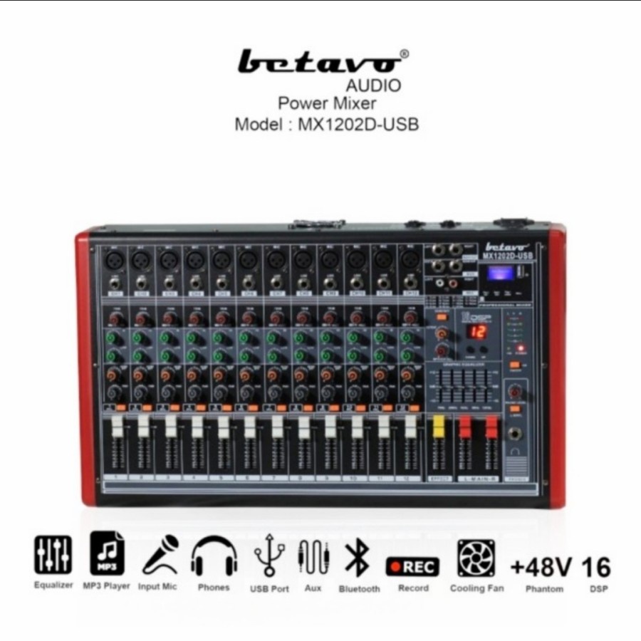 Power Mixer 12 Channel Betavo Mx 1202D Original Mx1202D Karaoke