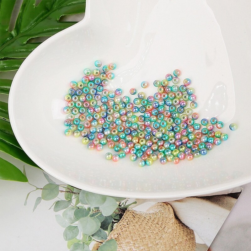 200pcs Manik-Manik Mutiara Imitasi Bahan Abs Multi Warna Dengan Lubang Untuk Membuat Perhiasan Diy