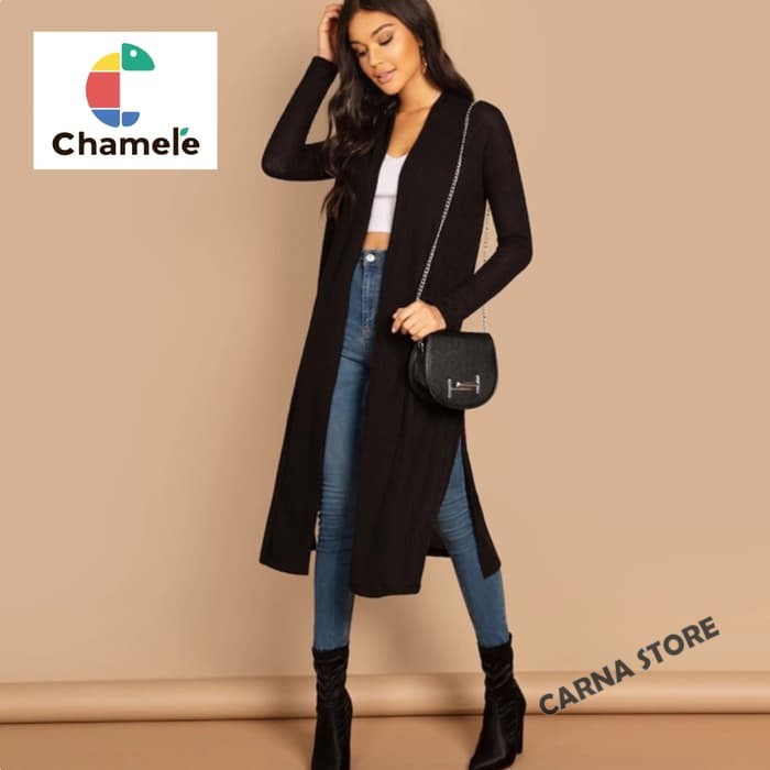 Cardigan Wanita / Cardigan chamele hitam polos / Cardigan Panjang Wanita Polos / Fashion Wanita