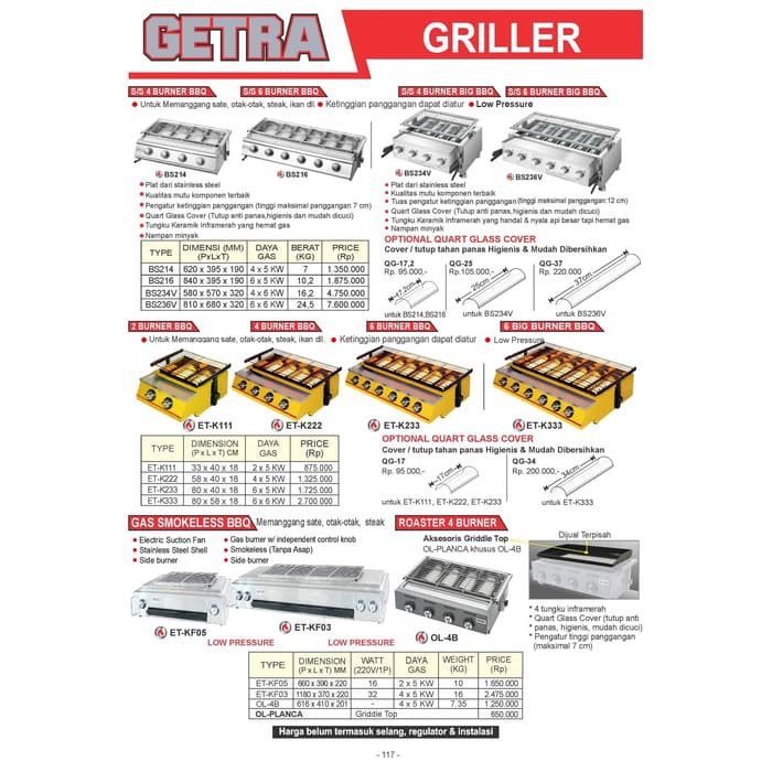 Roaster BBQ 6 tungku BIG BURNER GETRA ET K333