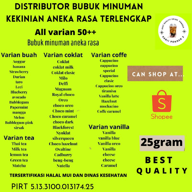 BUBUK MINUMAN SIAP SAJI KEMASAN 25GRAM ANEKA RASA COFFE BUBUK MINUMAN PREMIUM ANEKA RASA COFFE KEMASAN ALUMINIUMFOILD 25GR MINUMAN BUBUK ANEKA RASA COFFE BUBUK MINUMAN PREMIUM ANEKA RASA COFFE MINUMAN BUBUK RASA COFFE KEMASAN SACHET 25GR KEMASAN