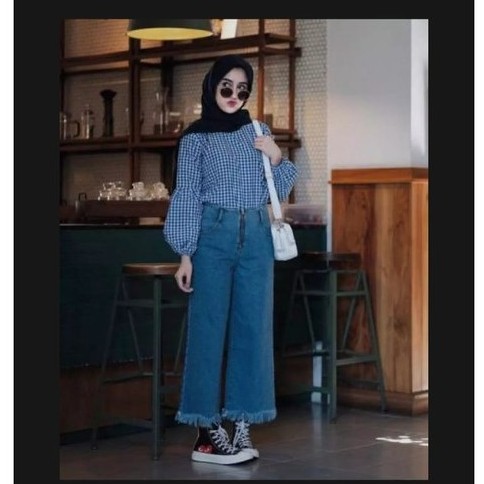 KULOT JEANS FREE GESPER || HIGHWAIST KULOT JEANS || CELANA PANJANG WANITA || JEANS WANITA CELANA KEK