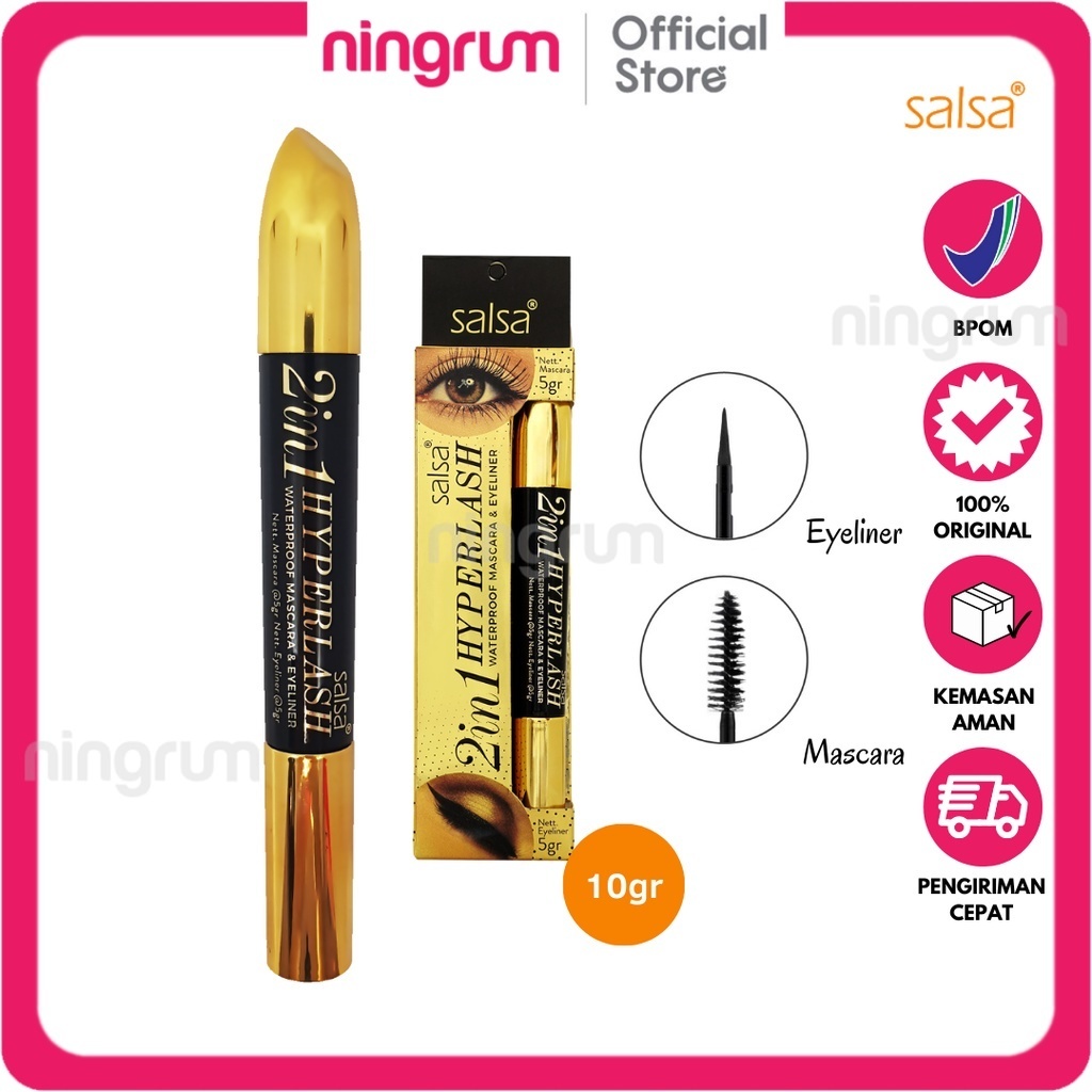 Ningrum - SALSA Mascara Waterproof 2in1 Hyperlash Maskara Anti Luntur Cetar Mascara + Eyeliner – 5412