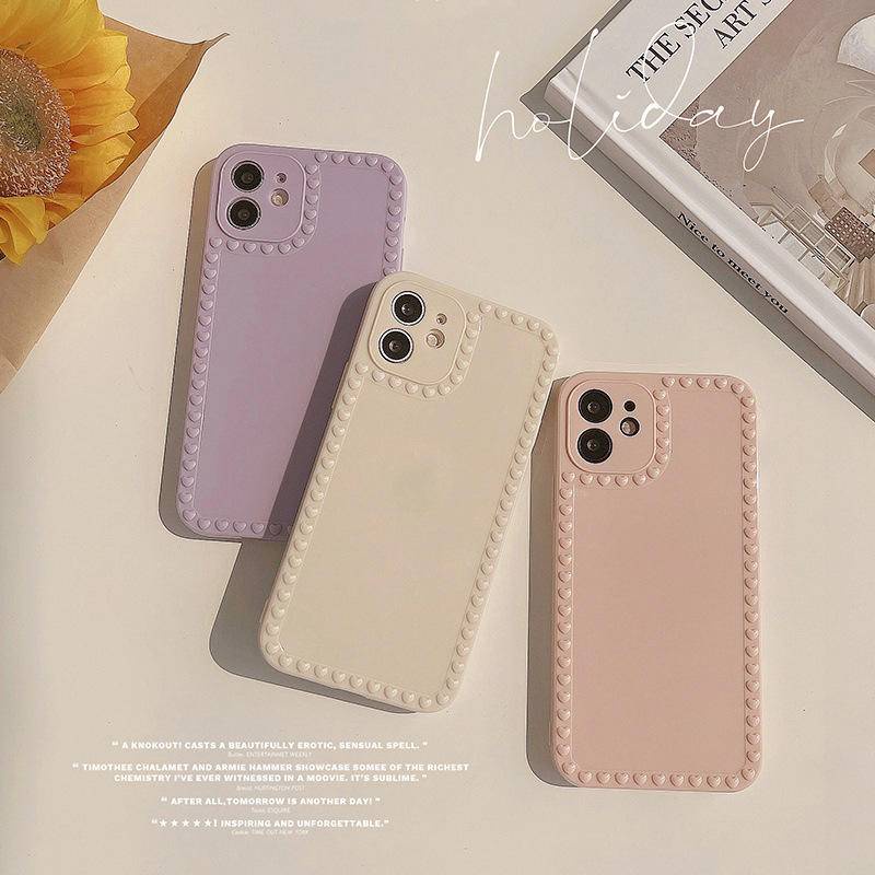 Macaron Candy Casing iPhone 11 12 Pro Max iPhone 8plus 7plus 6 6s Plus 7 8 XR XS MAX SE 2020 Love Heart Glossy Camera Lens Protector Case Soft Cover