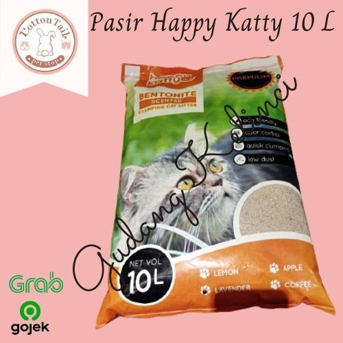 Pasir Kucing Wangi Gumpal Happy Katty 10L Premium Bentonite Grab Gojek