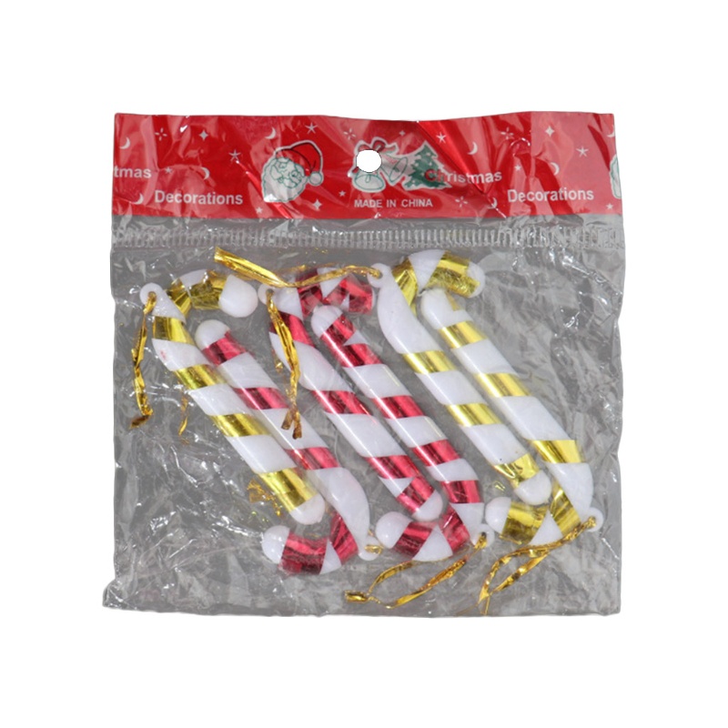 6pcs Liontin Permen Tongkat Kecil Bahan Plastik Untuk Dekorasi Pohon Natal