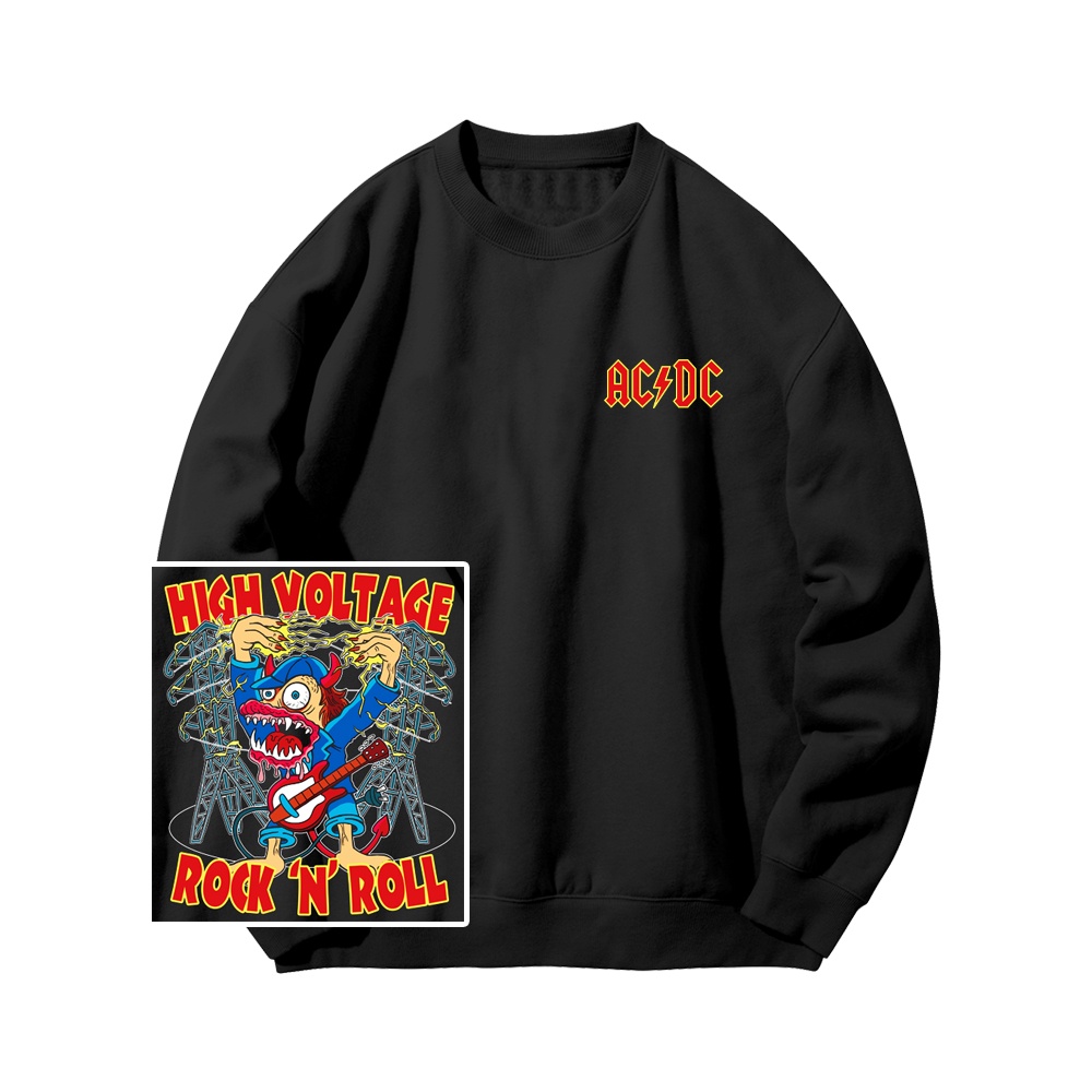 CREWNECK BAND ACDC | SWEATER PRIA WANITA DISTRO MUSIK ROCK METAL AC DC OVERSIZE