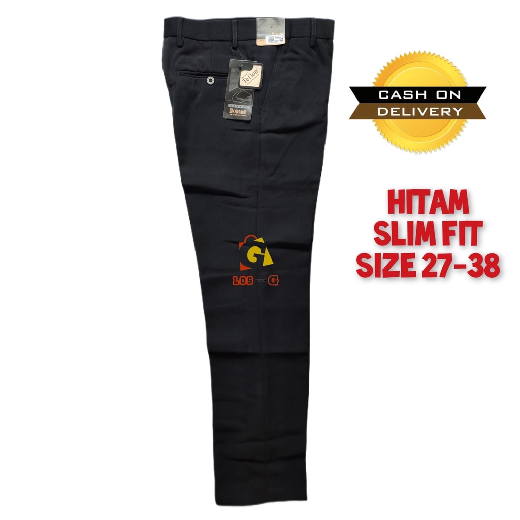 Celana Bahan Formal Hitam Pria Cardinal Slim fit
